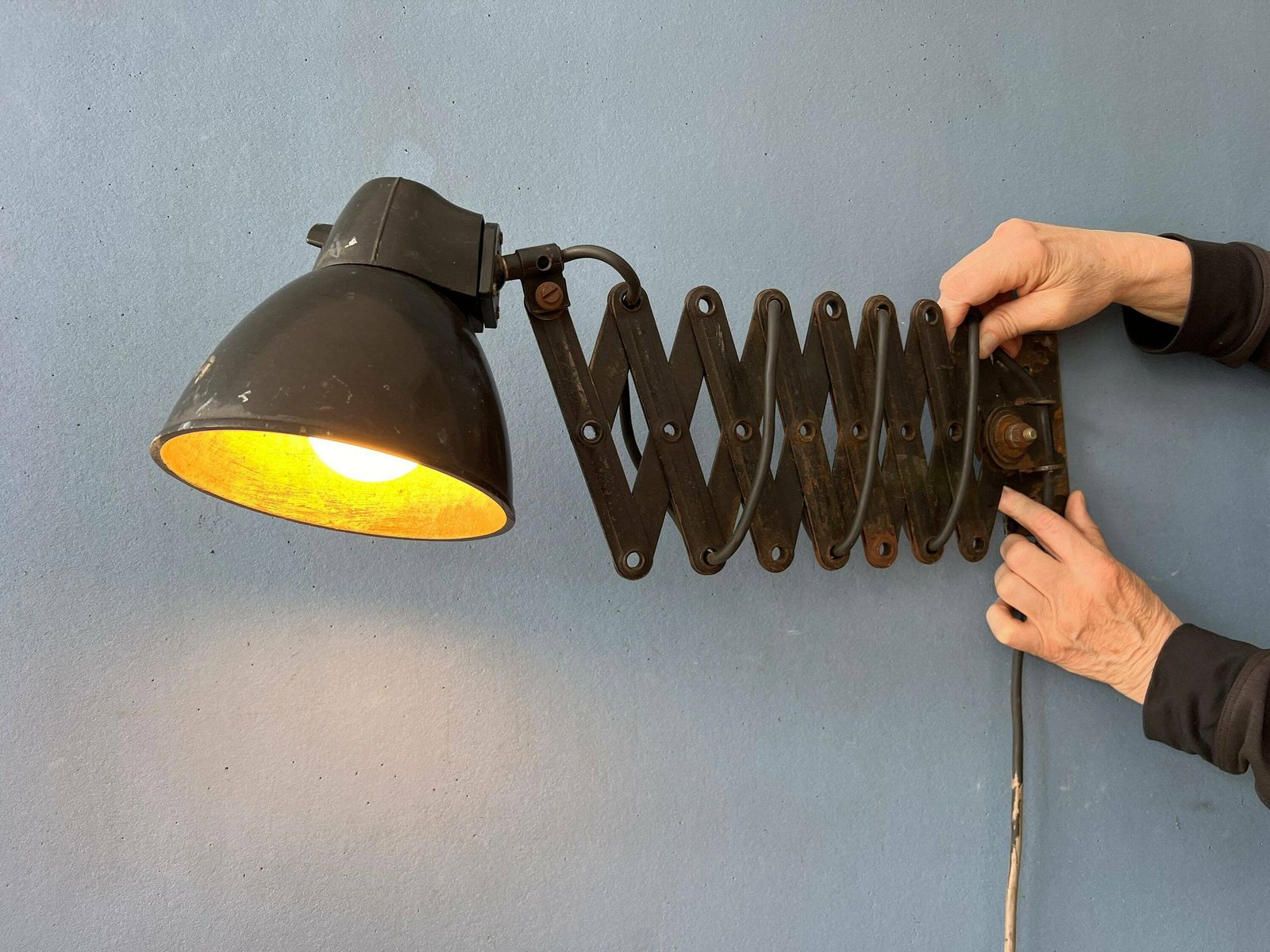 Zwarte Industriële Vintage Schaarlamp (Wandlamp)