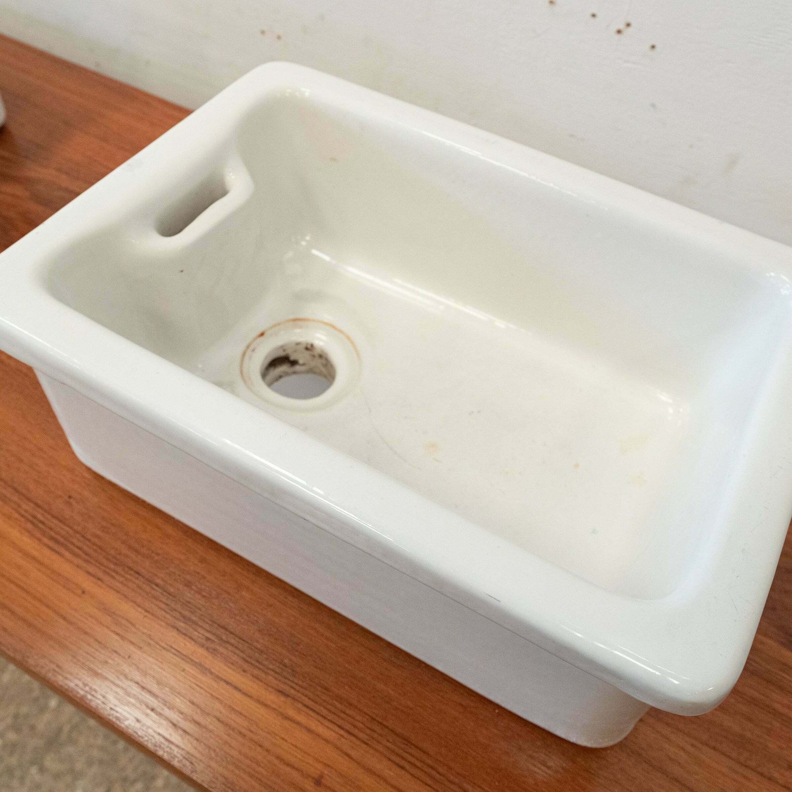 Twin Countertop Butler Sinks On Reclaimed Cast Iron And Teak Unit photo vintage
