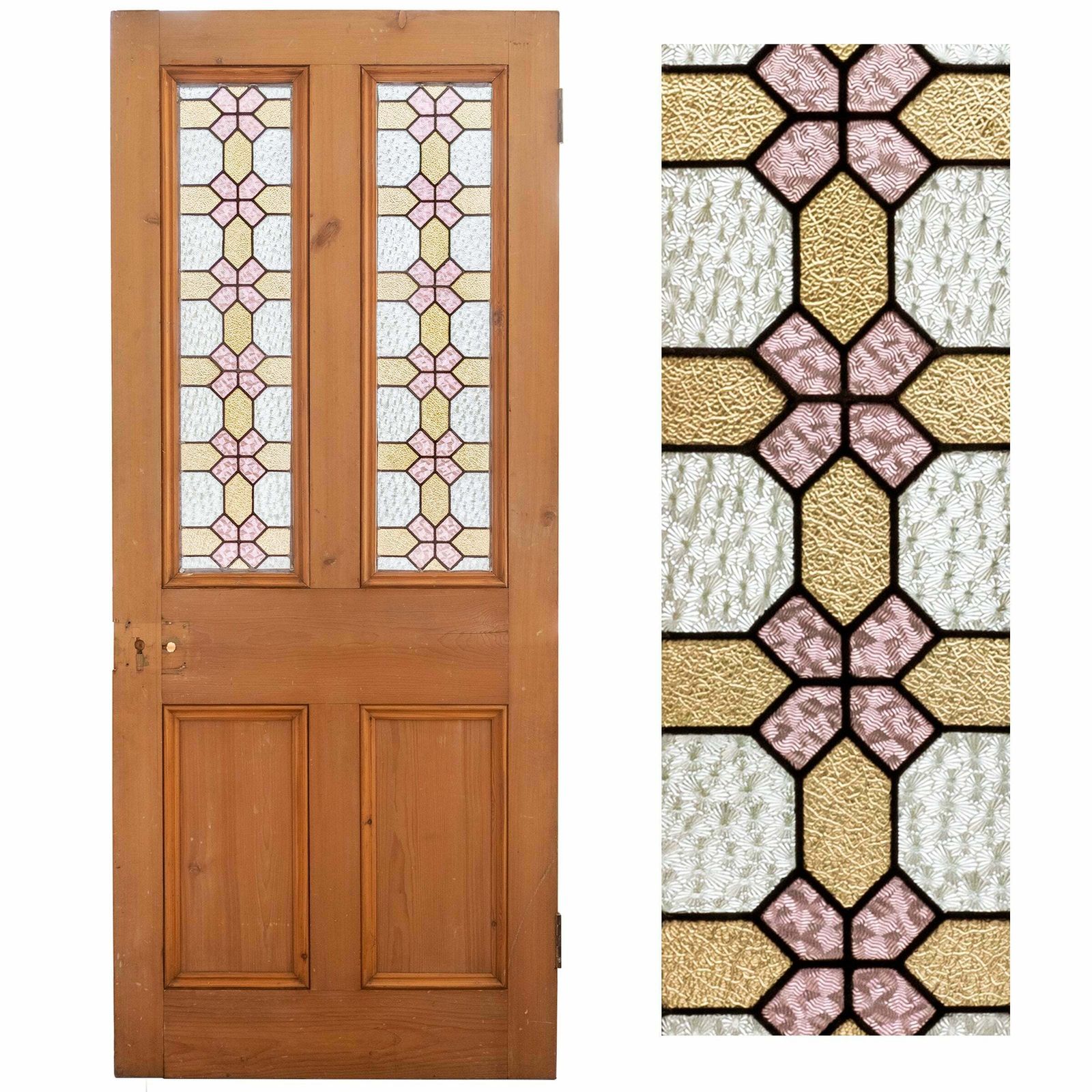 Antique Victorian Stained Glass Door   203cm X 84cm
