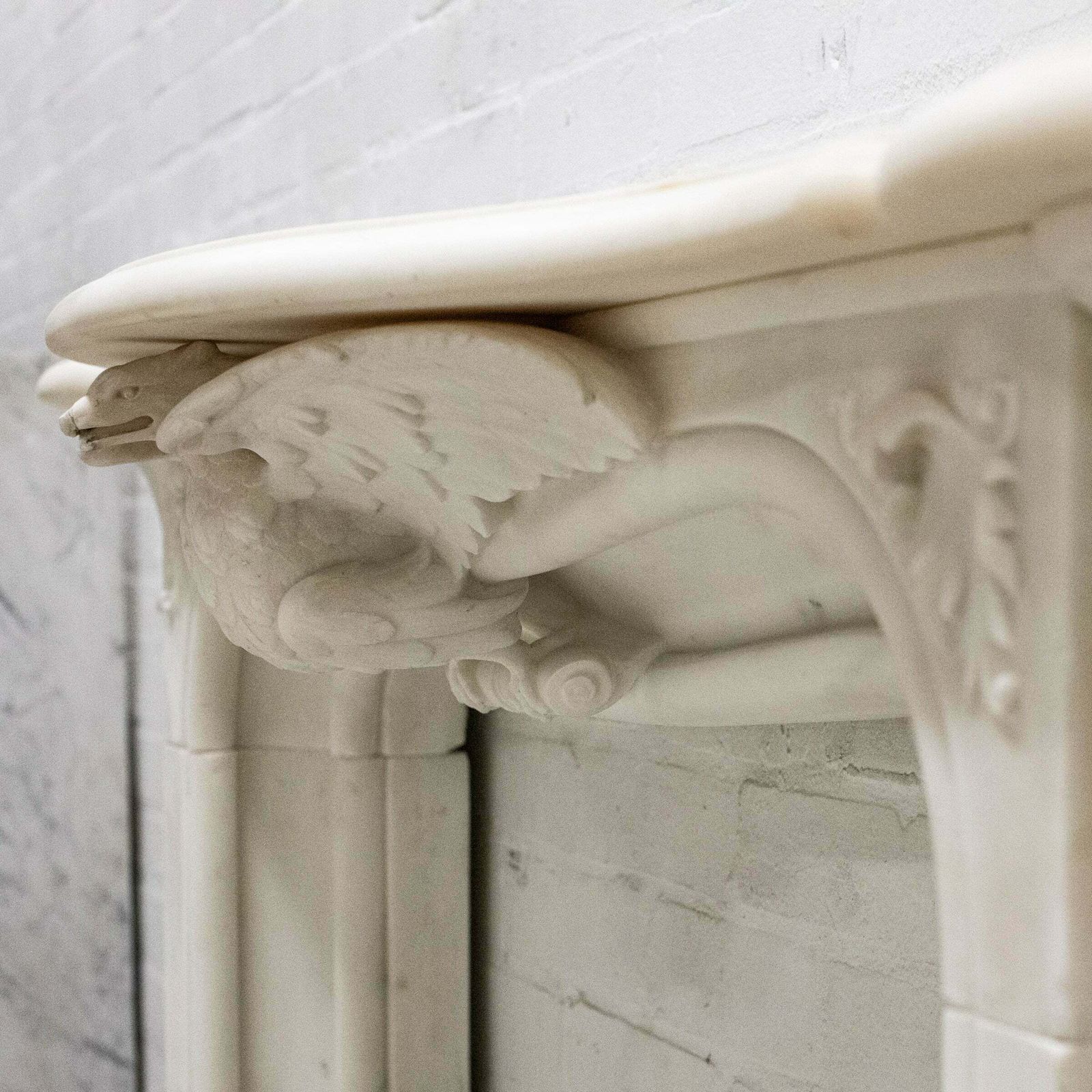 Antique Victorian Statuary Marble Surround With Carved Eagle photo vinterior