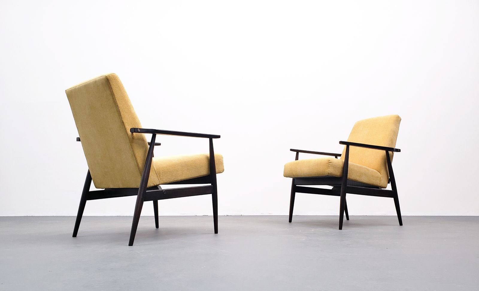 1960 Henryk Lis Mid Century Armchair In Yellow Velvet