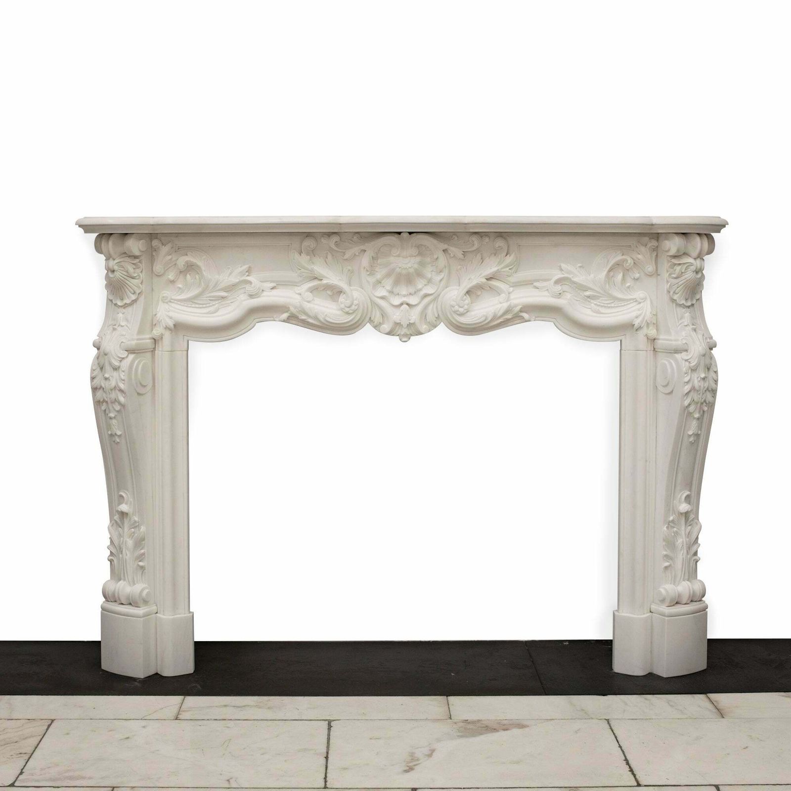French Louis XV Fireplace Surround In Statuary Marble I Pair Available