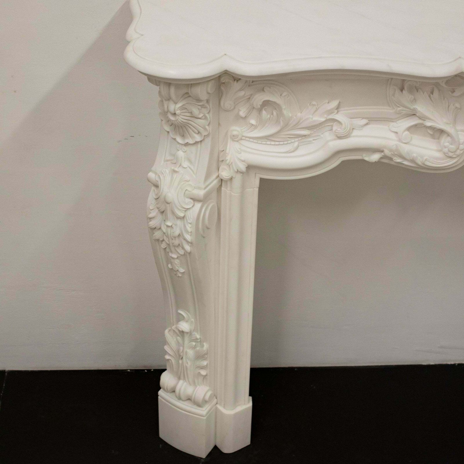 photo for sale French Louis XV Fireplace Surround In Statuary Marble I Pair Available