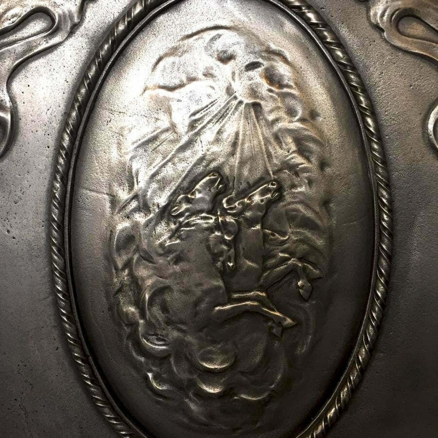 Antique Edwardian Polished Cast Iron Combination Fireplace photo for sale
