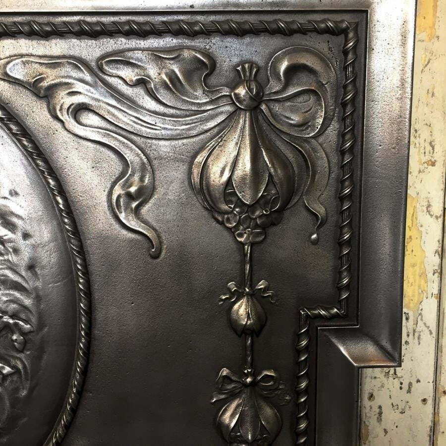 Antique Edwardian Polished Cast Iron Combination Fireplace photo Home Fixtures