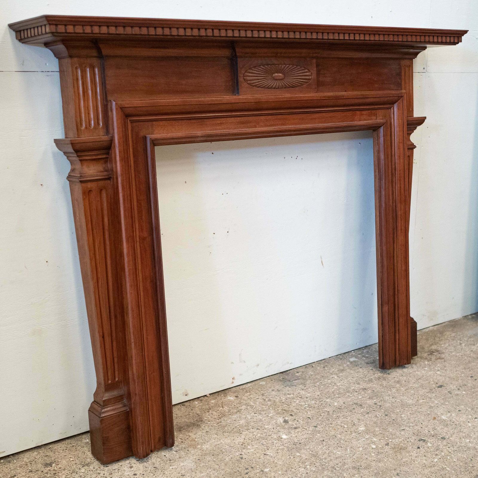 Antique Carved American Walnut Fireplace Surround photo vintage
