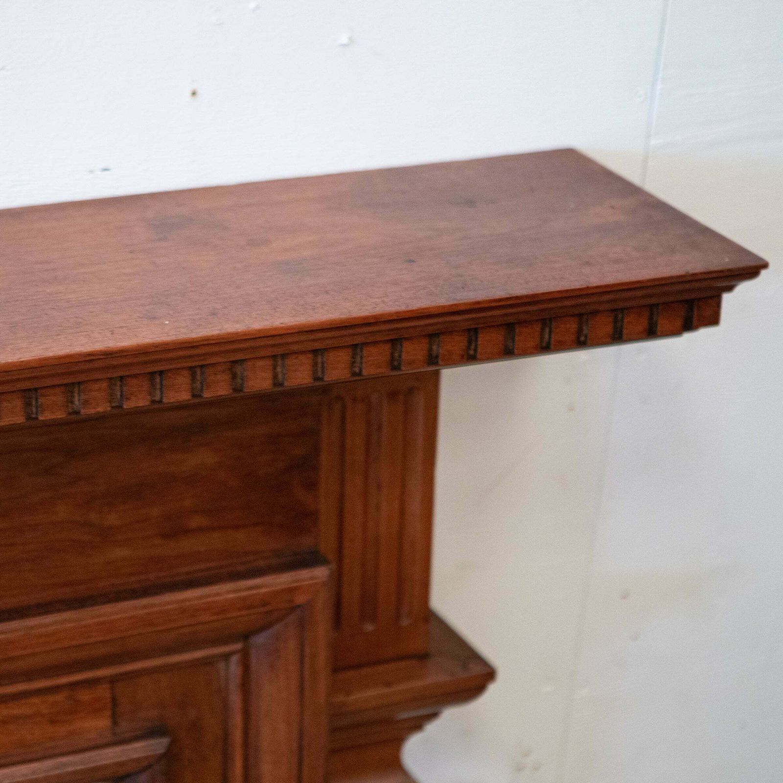 photo for sale Antique Carved American Walnut Fireplace Surround