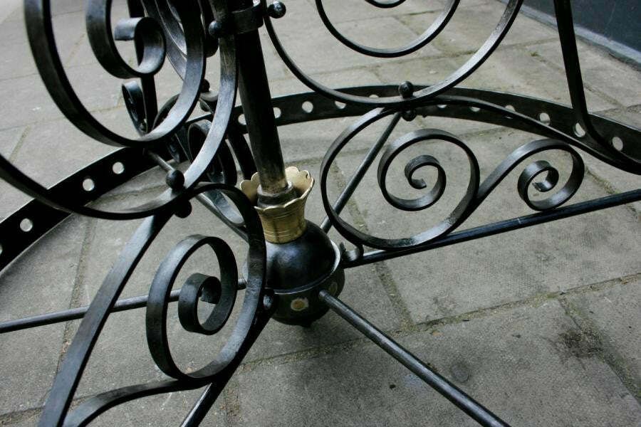 Antique Gothic Revival Wrought Iron Chandeliers photo for sale