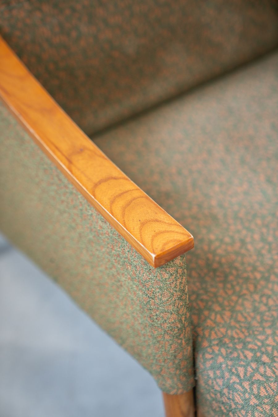 photo furniture Pair Of Vintage Oak Armchairs And Embossed Fabric, With Certificate Of Authenticity Former Czechoslovakia, 1970s