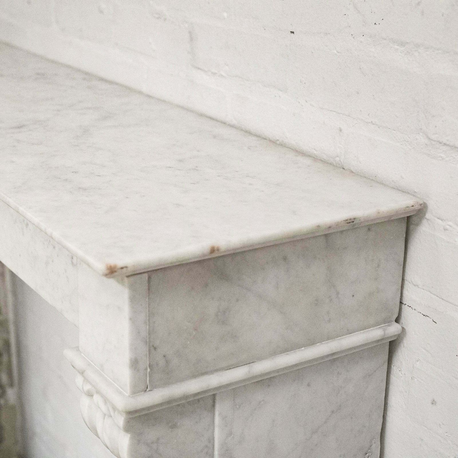 Antique 19th Century French Style Carved Marble Fireplace In Carrara Marble photo vinterior