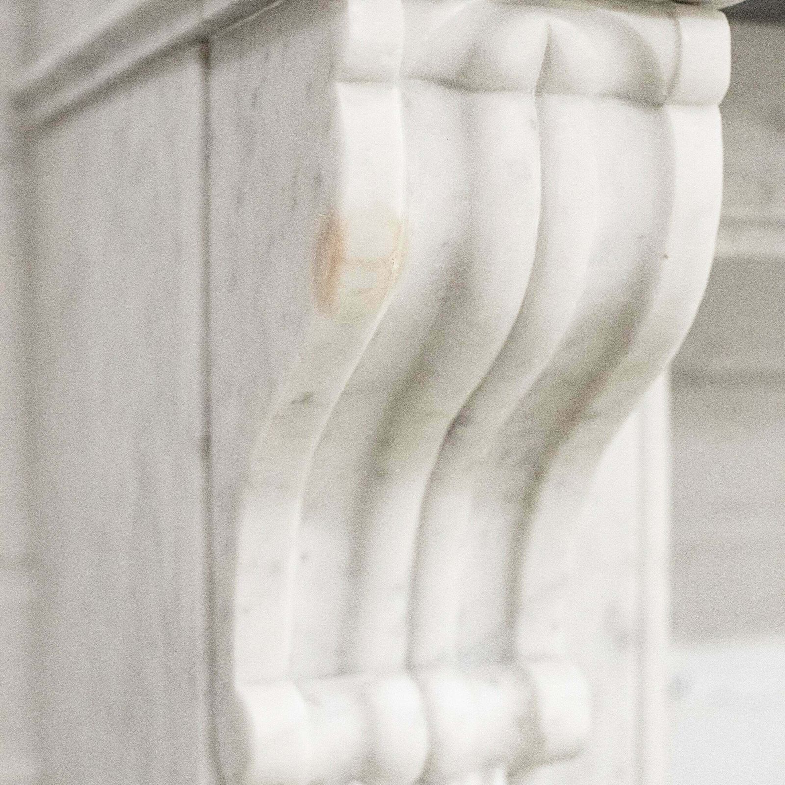 Home Fixtures Antique 19th Century French Style Carved Marble Fireplace In Carrara Marble photo