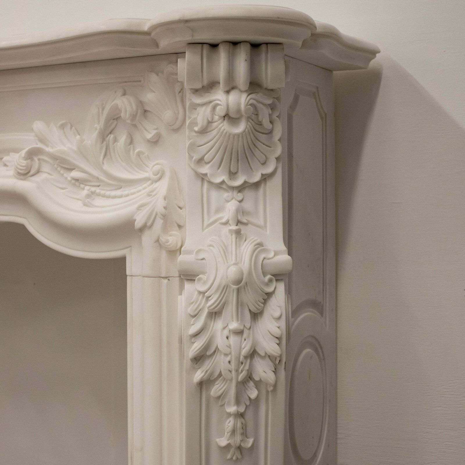 French Louis XV Fireplace Surround In Statuary Marble I Pair Available photo for sale