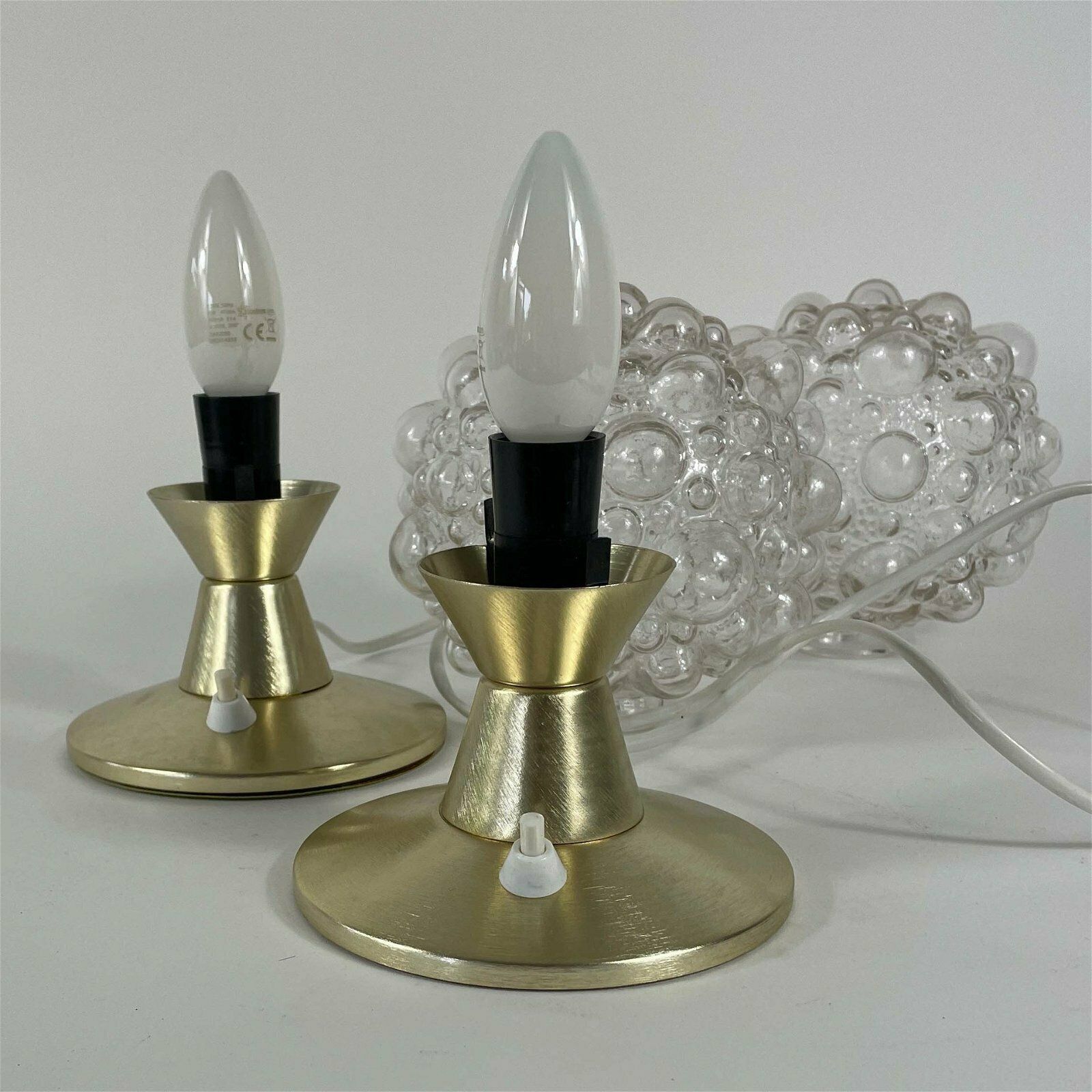 Bubble Glass & Aluminium Table Lamps, Set Of 2, Germany 1960s photo vinterior