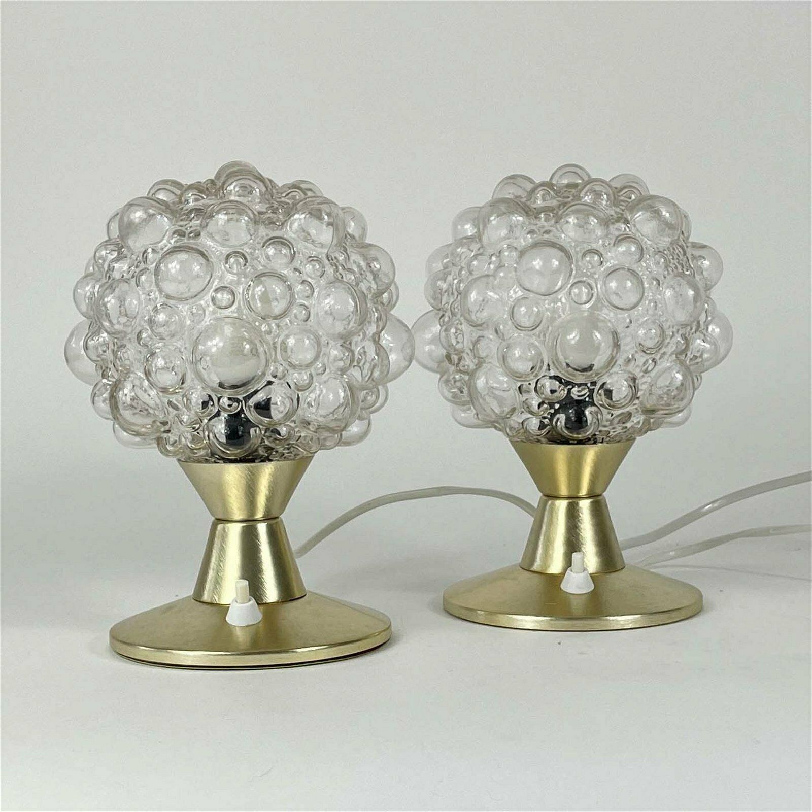 Bubble Glass & Aluminium Table Lamps, Set Of 2, Germany 1960s photo buy