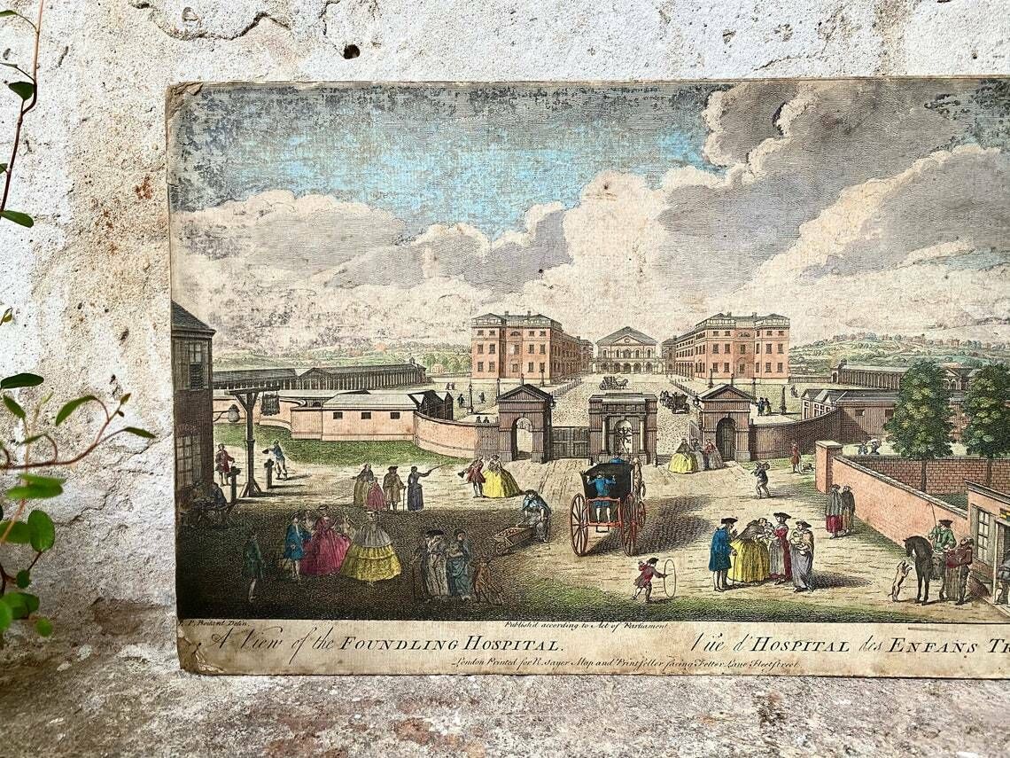 Antique Print Robert Sayer "A View Of The Foundling Hospital" London C1750s photo Art