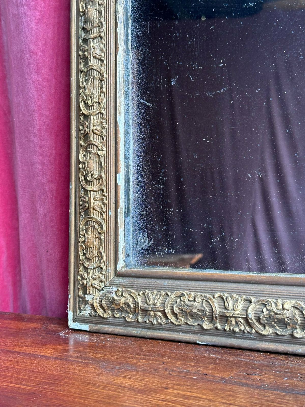 Beautiful Antique Mercury Plate French Gilt Mirror Dating C.1800 photo for sale