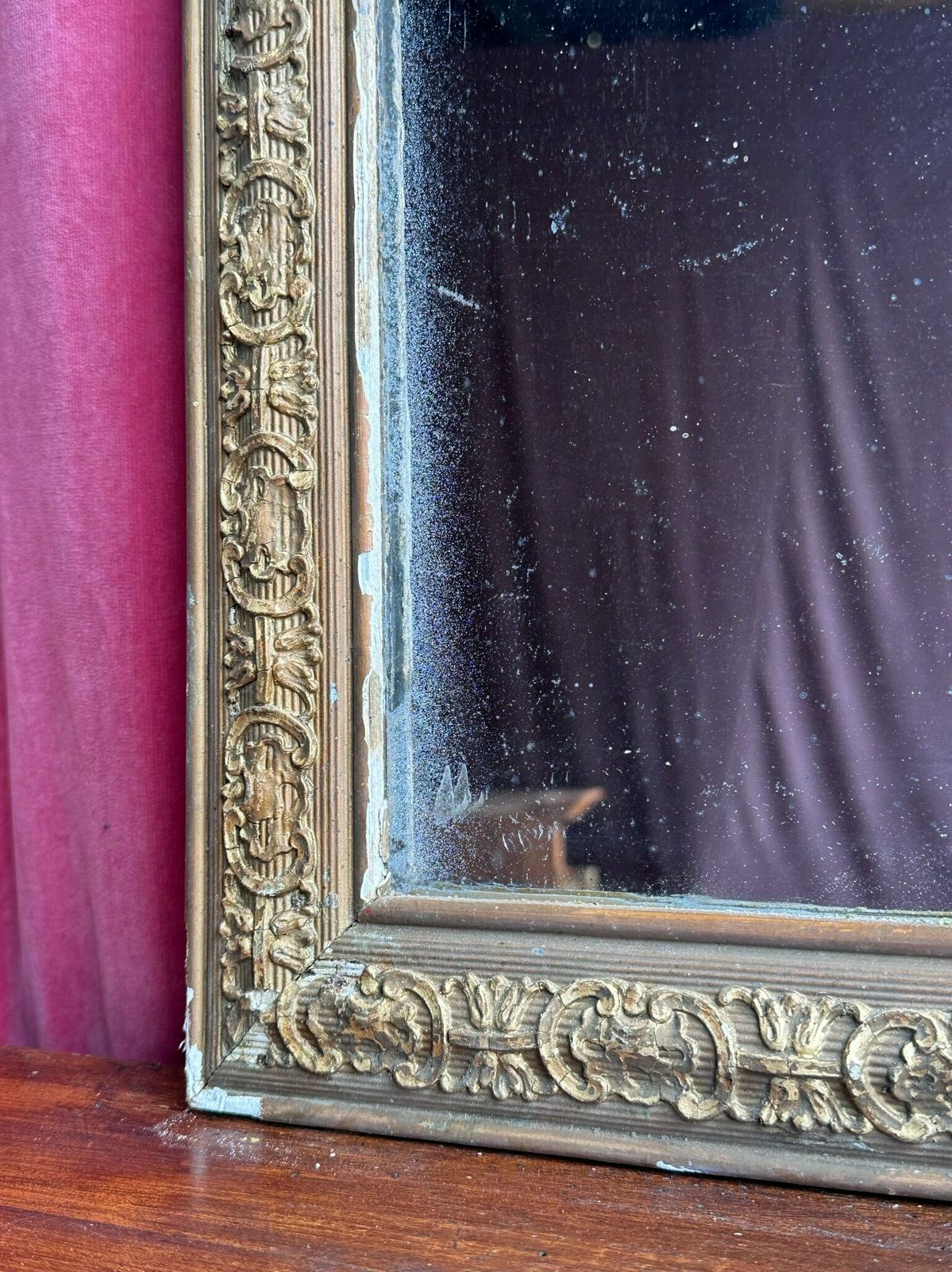 Beautiful Antique Mercury Plate French Gilt Mirror Dating C.1800 photo Home Decor