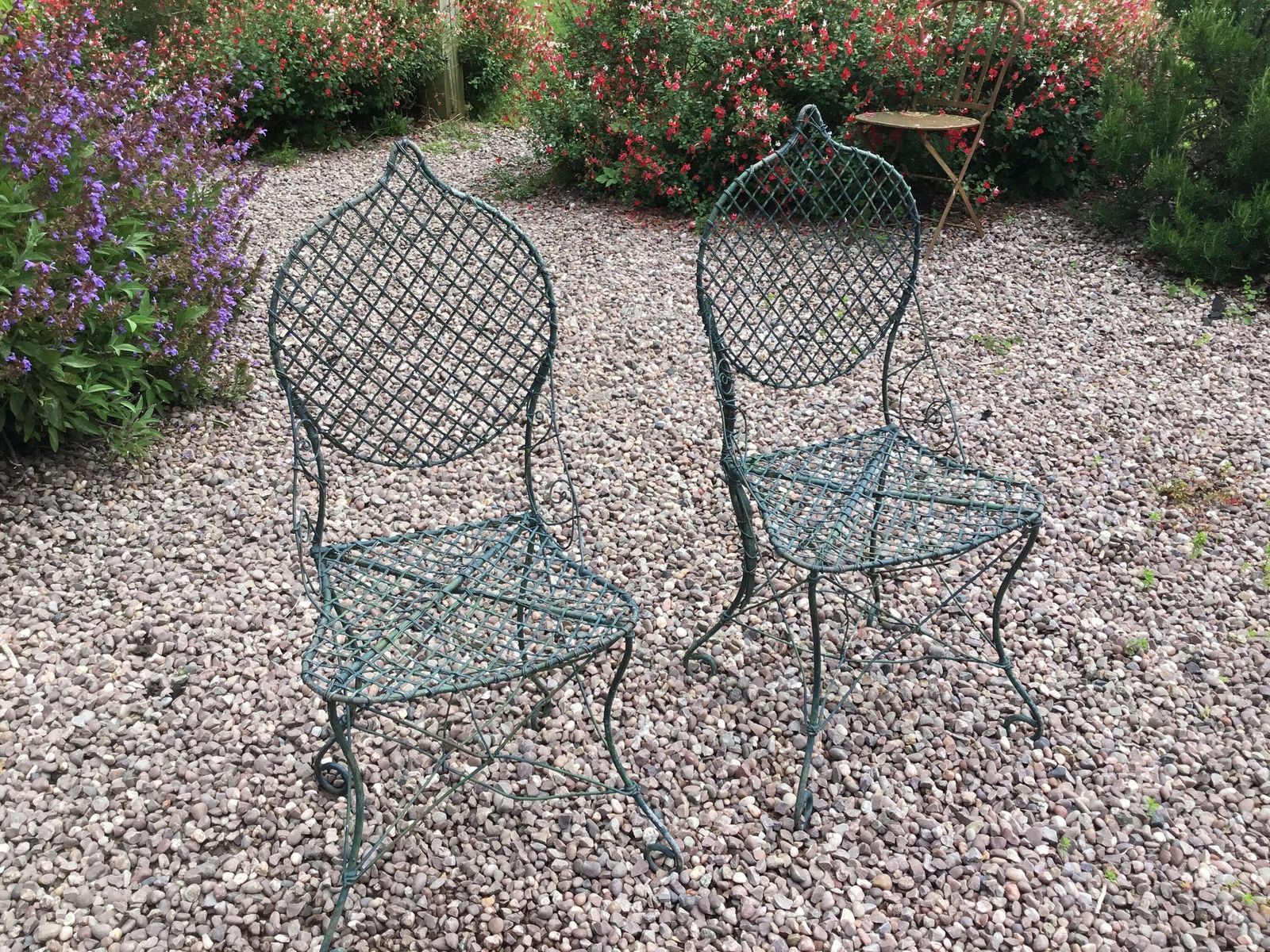 Fabulous Pair Of Antique Early English Wirework Garden/Conservatory Chairs. photo for sale