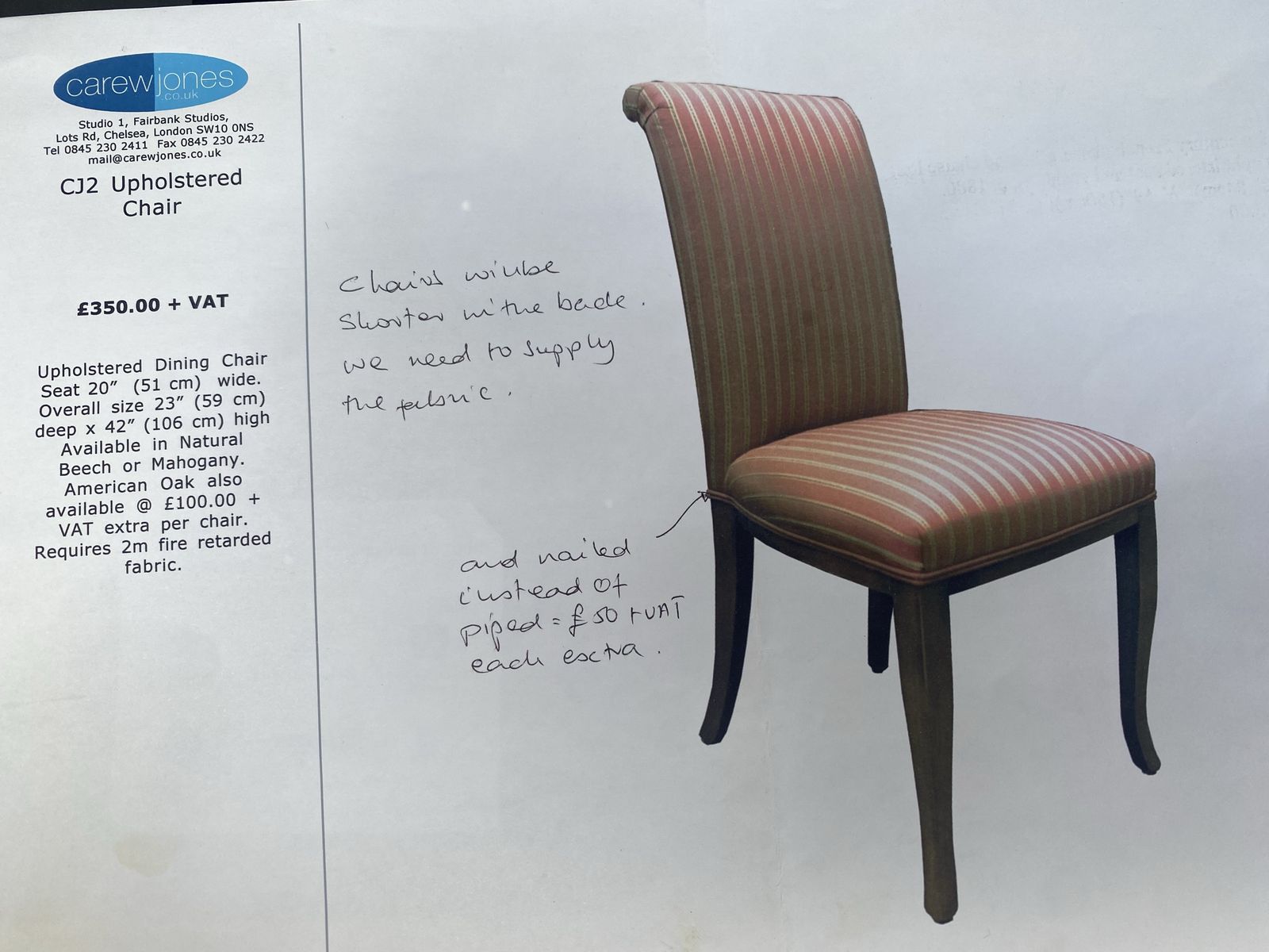 Carew Jones Sprung Uphostered Dining Chair X 8 photo 400.0