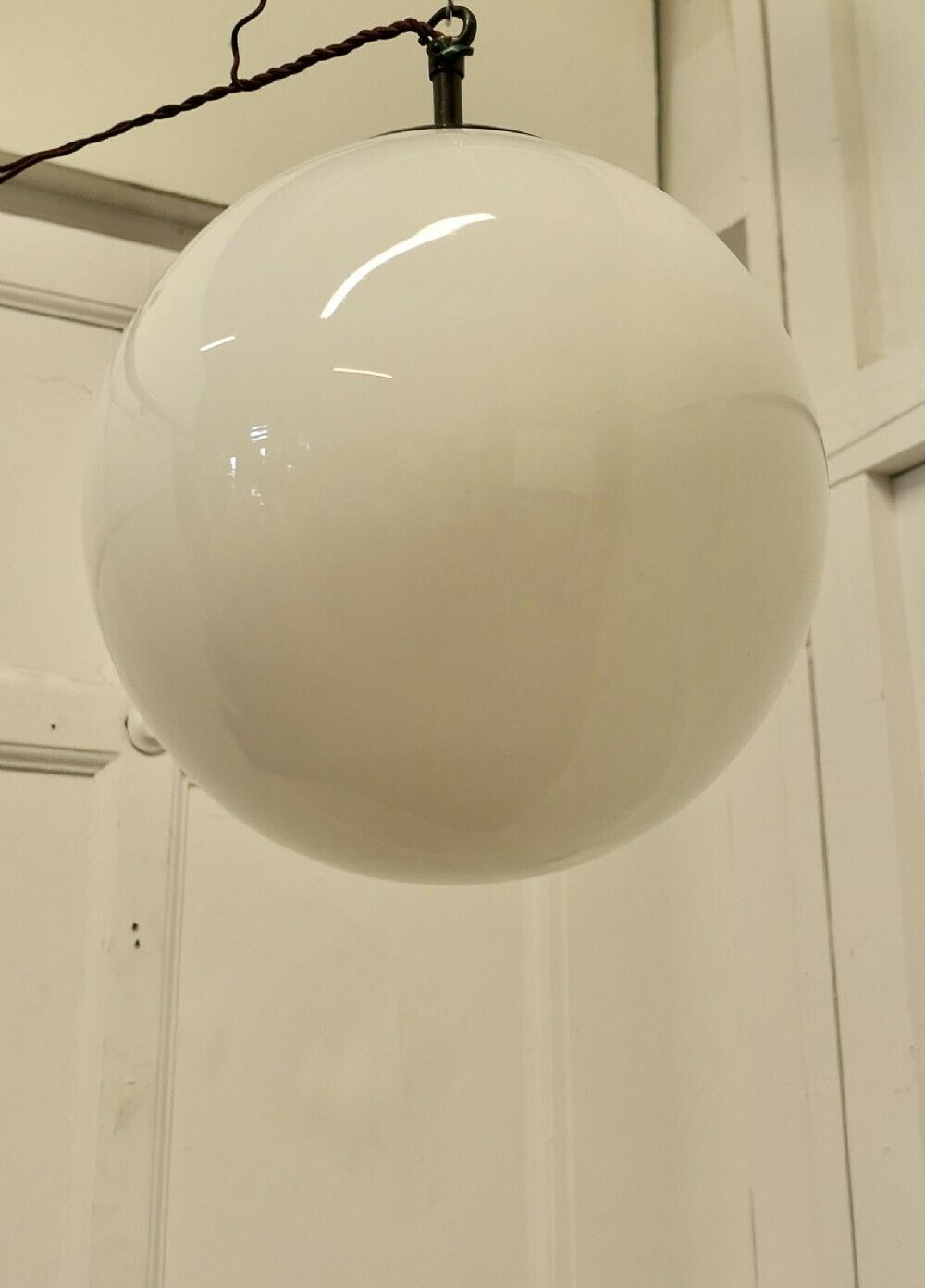 Art Deco Globe Opaline Glass Hanging Pendant Light photo Lighting