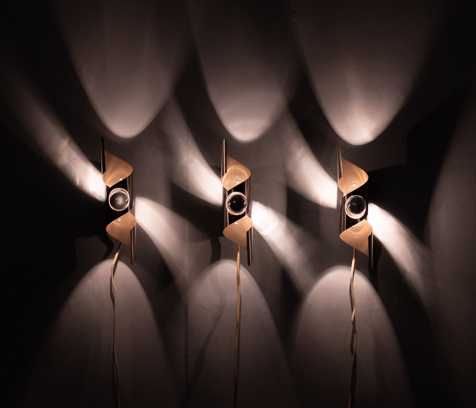 3 Polam Space Ace Wall Sconces Mode ''Wokkel'' 1970s photo vinterior