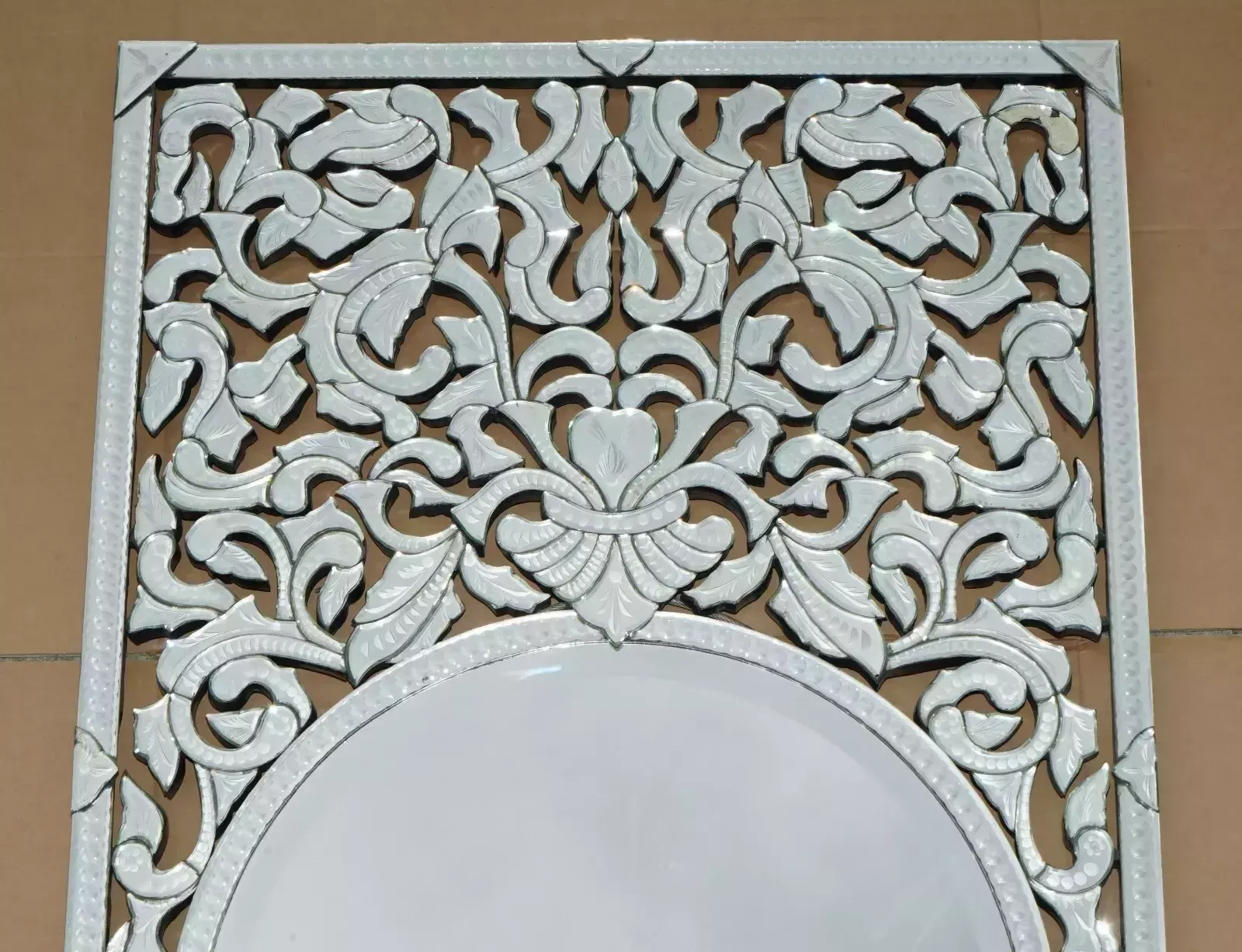 Stunning Antique Circa 1930's Venetian Trumeau Etched Fret Work Wall Mirror photo for sale