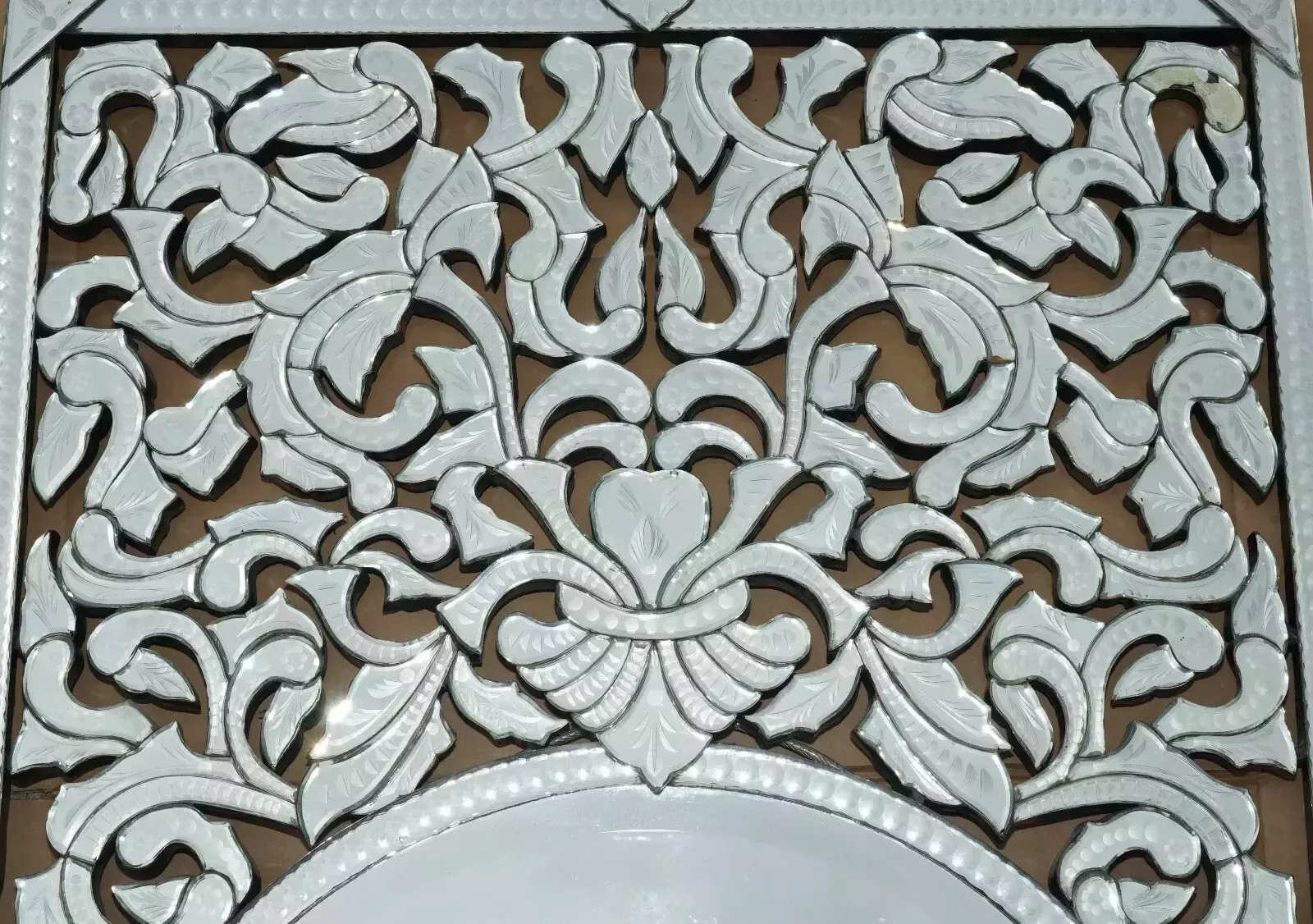 Stunning Antique Circa 1930's Venetian Trumeau Etched Fret Work Wall Mirror photo Home Decor