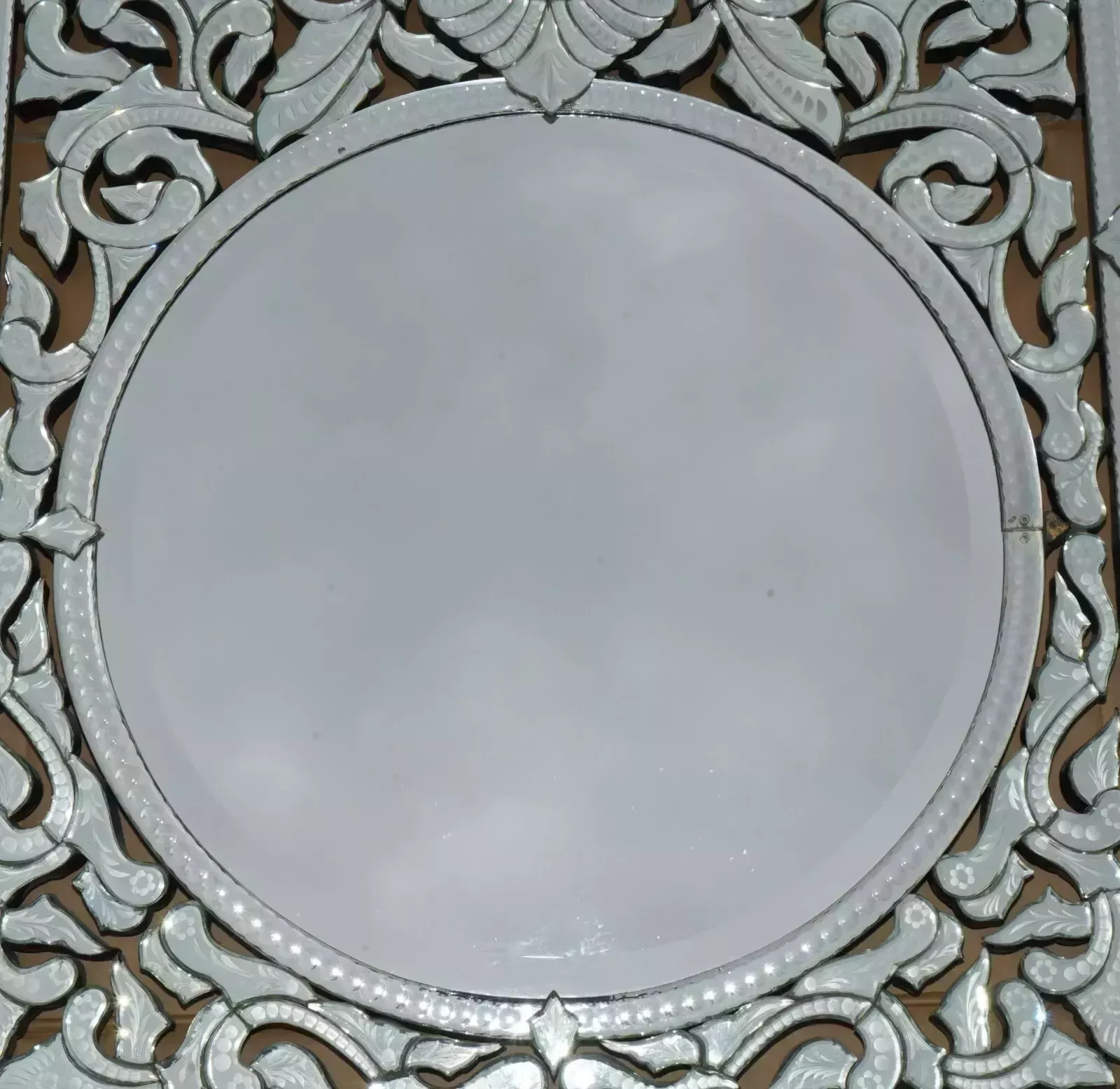 photo furniture Stunning Antique Circa 1930's Venetian Trumeau Etched Fret Work Wall Mirror