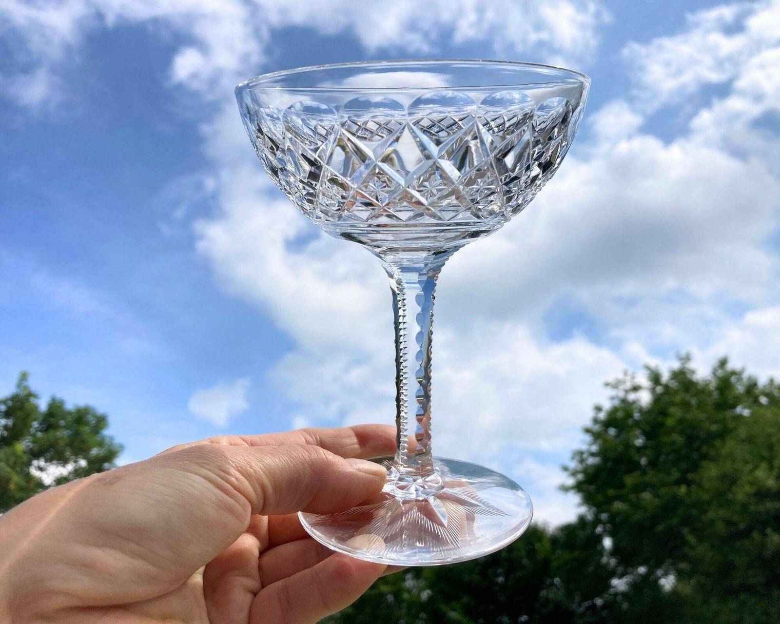 Kristallen Champagnecoupes | 2 Stuks | Val Saint Lambert | Model Gevaert Carlton | Jaren 1930