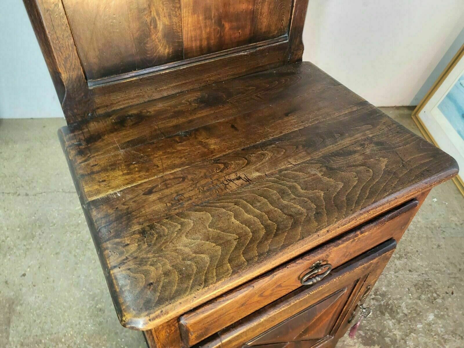 Vintage French 20thc Oak High Back Cupboard Hall Stand Wash Stand Drawer Shelves photo Furniture