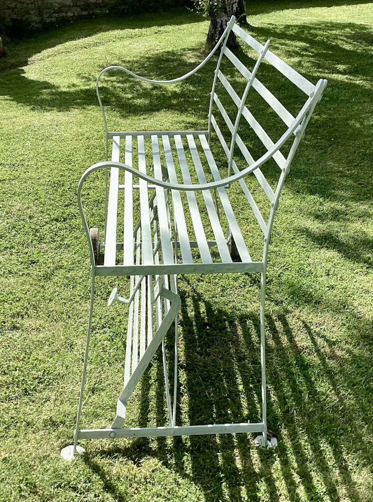 photo vinterior Rare Regency Wrought Iron Strap Work Garden Croquet/Tennis Seat