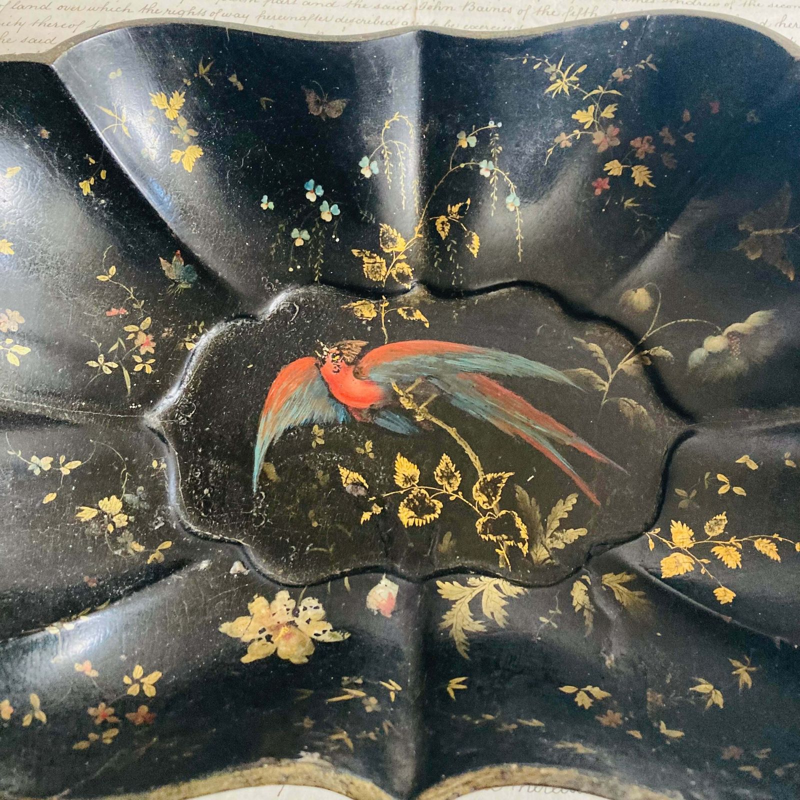 Antique Chinoiserie Papier Mache Bowl photo furniture