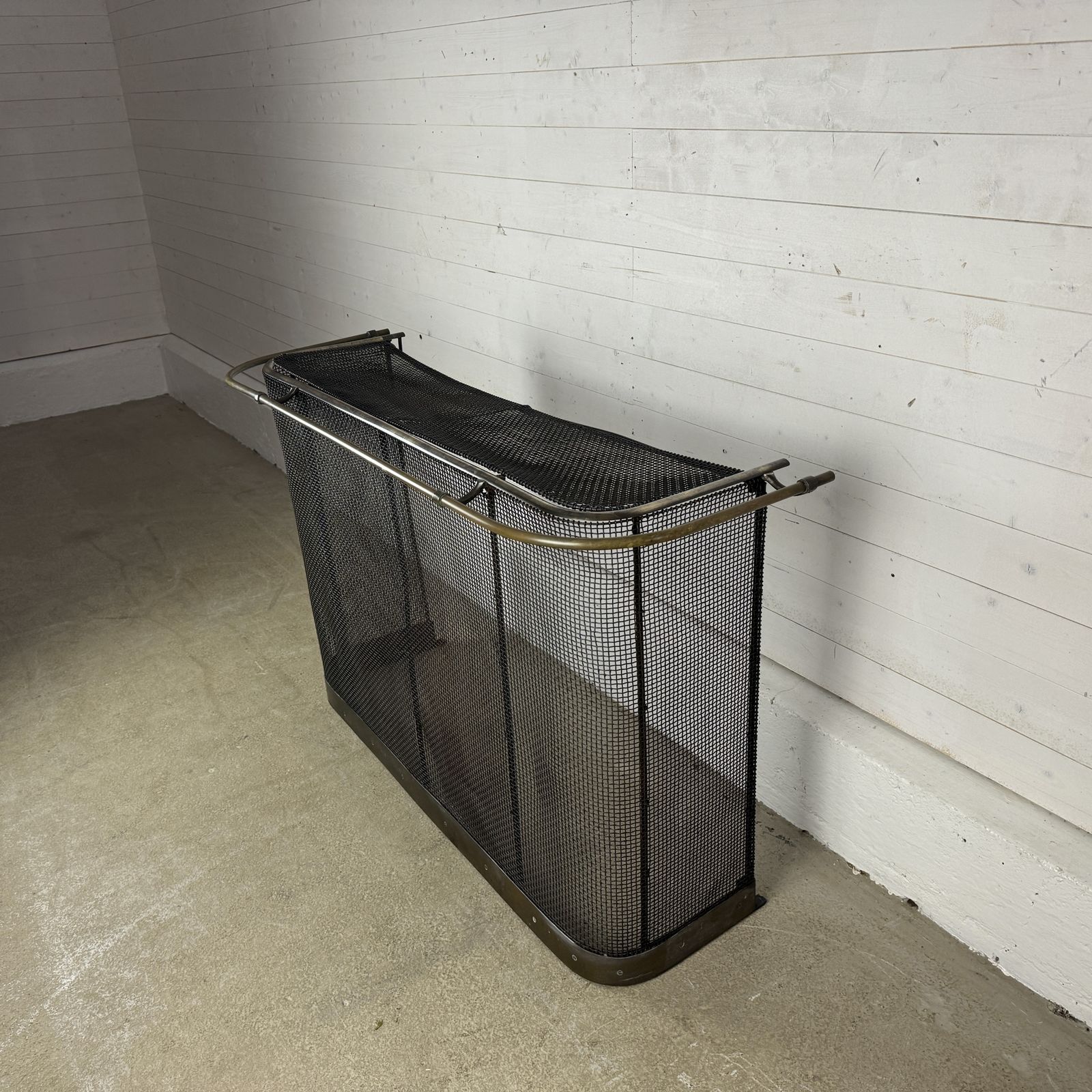 Victorian Iron Nursery Spark Guard With Brass Rail And Opening Top photo vinterior