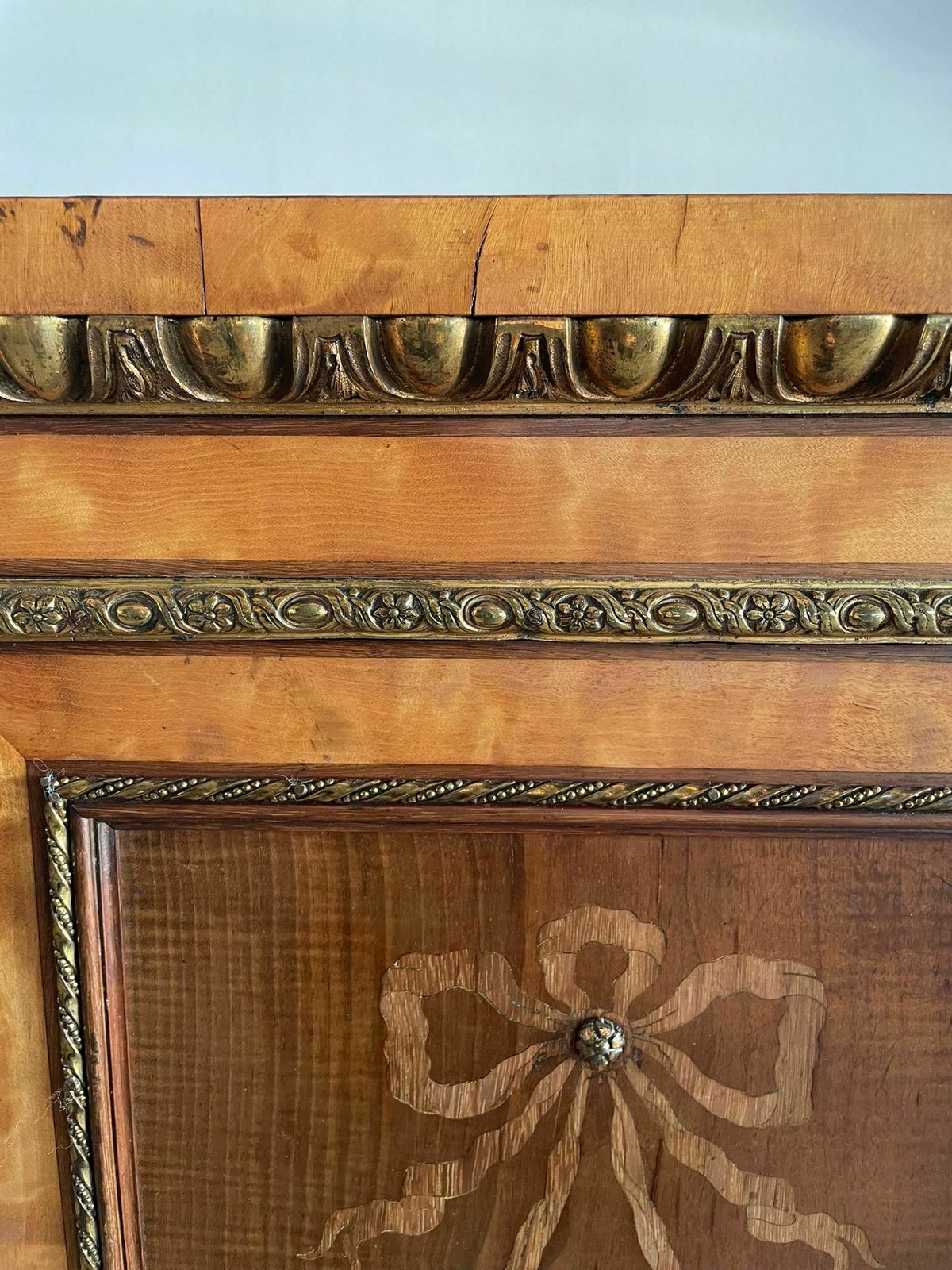 Magnificent Exhibition Quality Antique Extra Large Satinwood Inlaid And Ormolu Mounted Credenza photo vintage