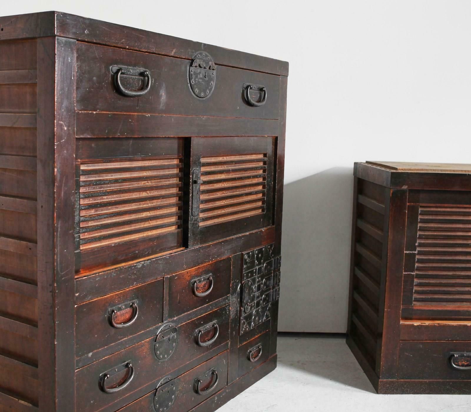 Large Two Section Late Edo Period Japanese Tansu Cabinet photo 3245.0