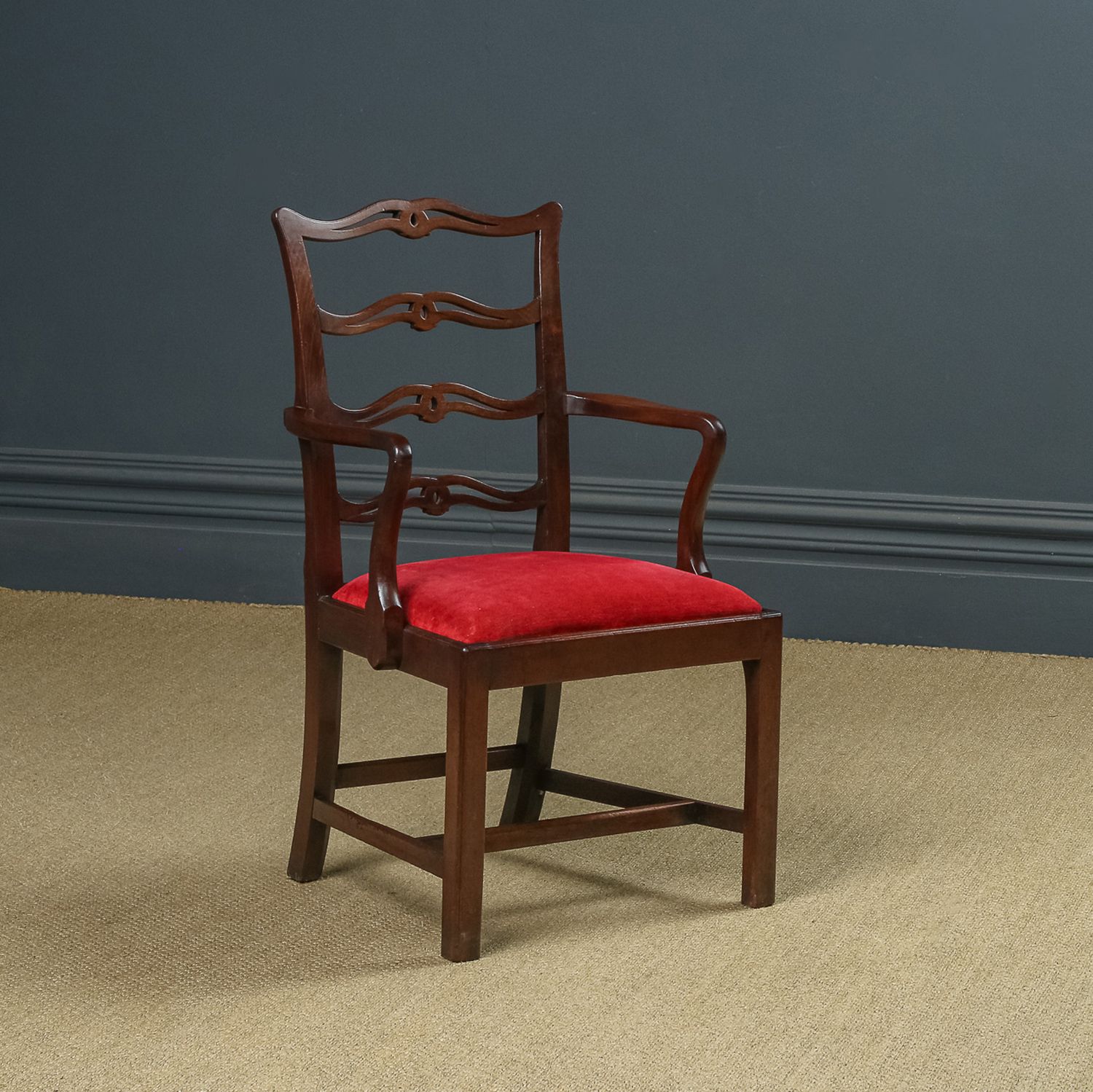 English Georgian Chippendale Ribbon Back Mahogany Dining  / Occasional Armchair / Carver Chair (Circa 1800) photo furniture