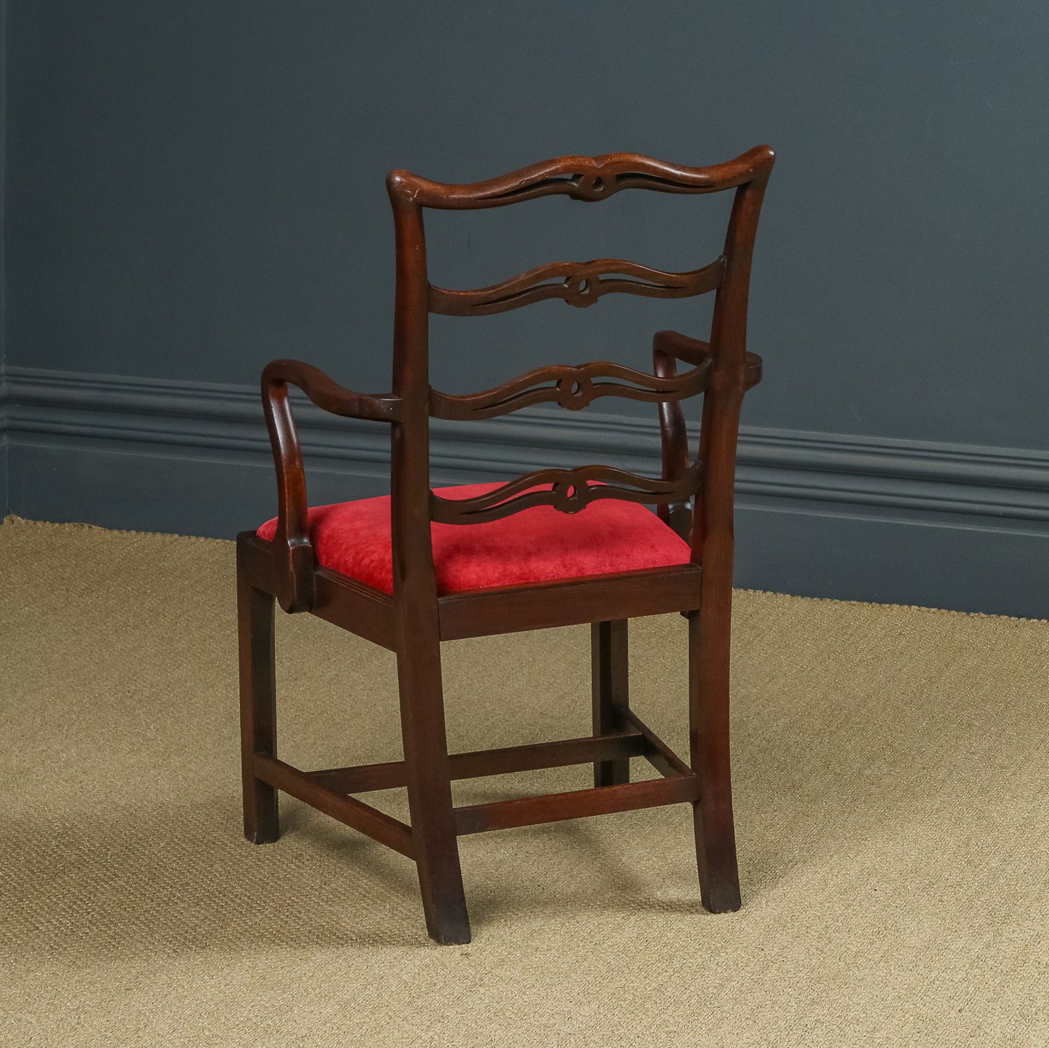 English Georgian Chippendale Ribbon Back Mahogany Dining  / Occasional Armchair / Carver Chair (Circa 1800) photo vintage