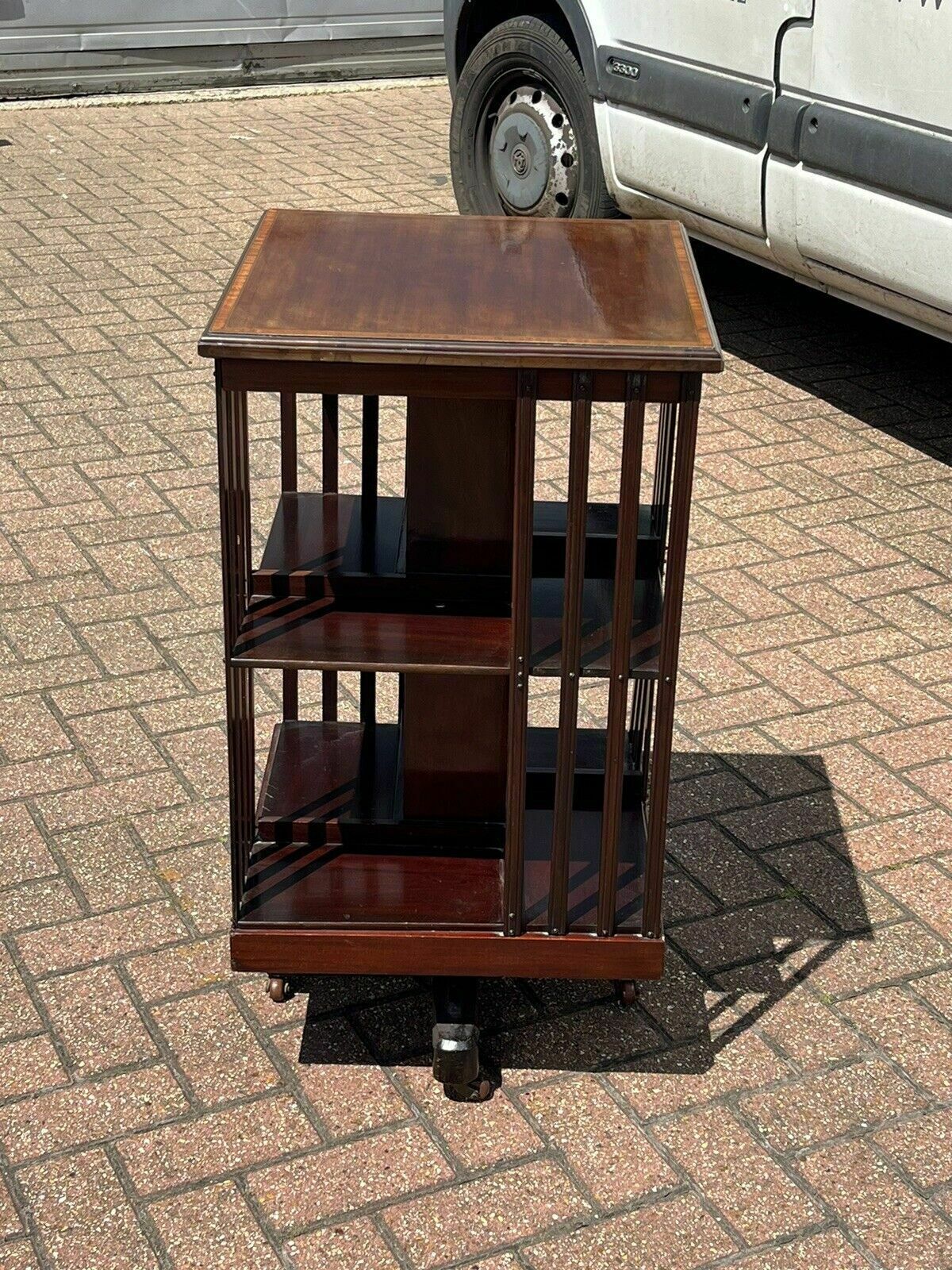 Edwardian Inlaid Mahogany Revolving Bookcase photo 607.0