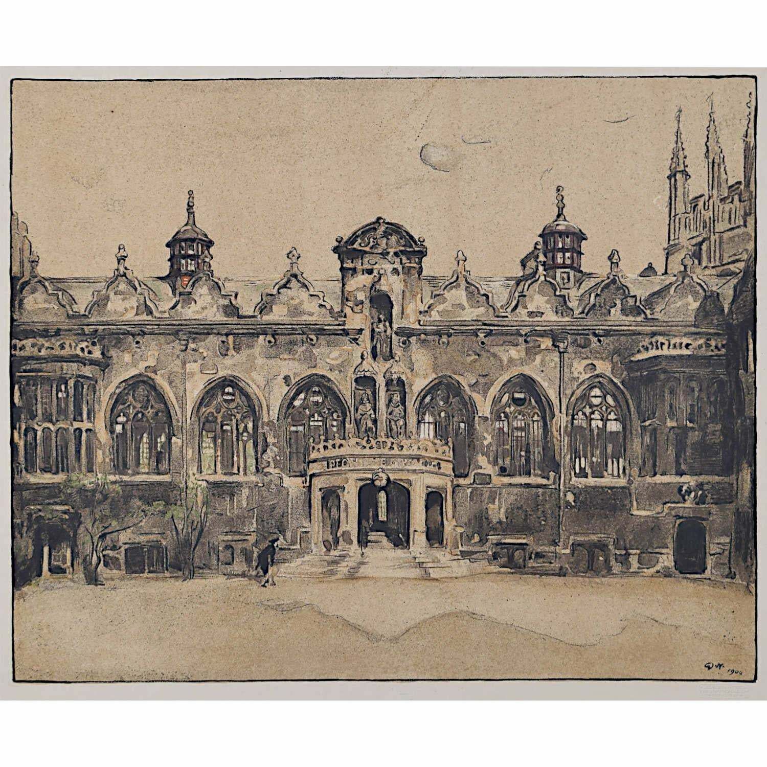 William Nicholson Oriel College, Oxford Lithograph By William Nicholson 1904