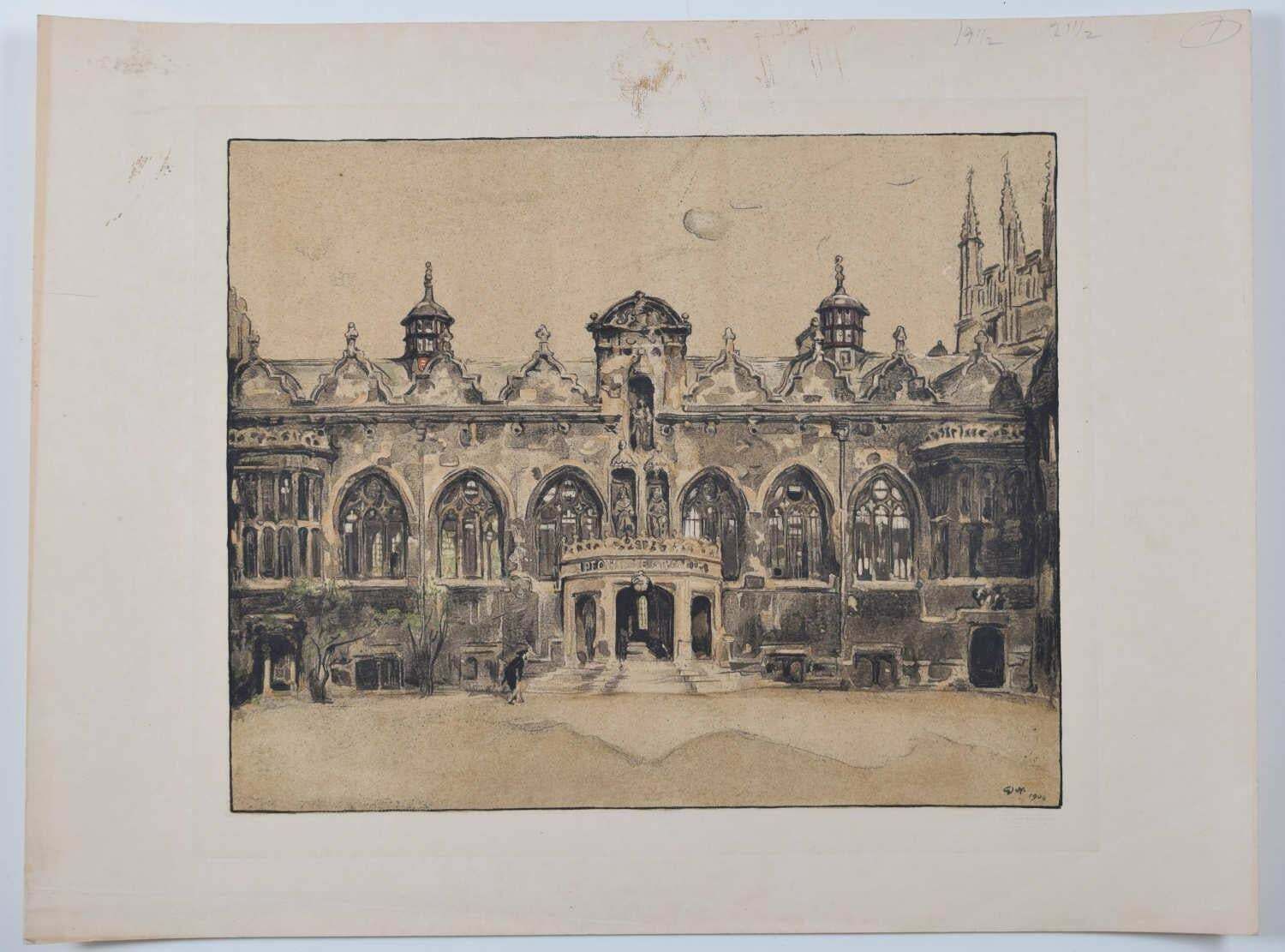 William Nicholson Oriel College, Oxford Lithograph By William Nicholson 1904 photo furniture