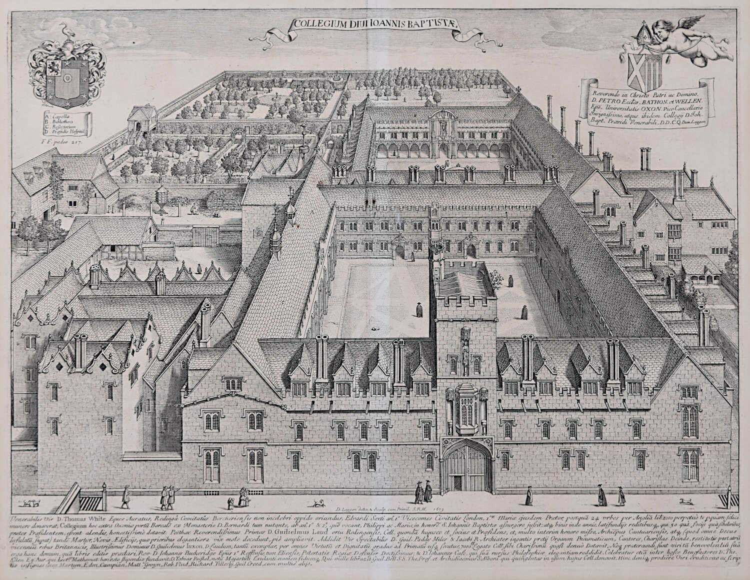 David Loggan St John's College, Oxford 1675 Engraving By David Loggan