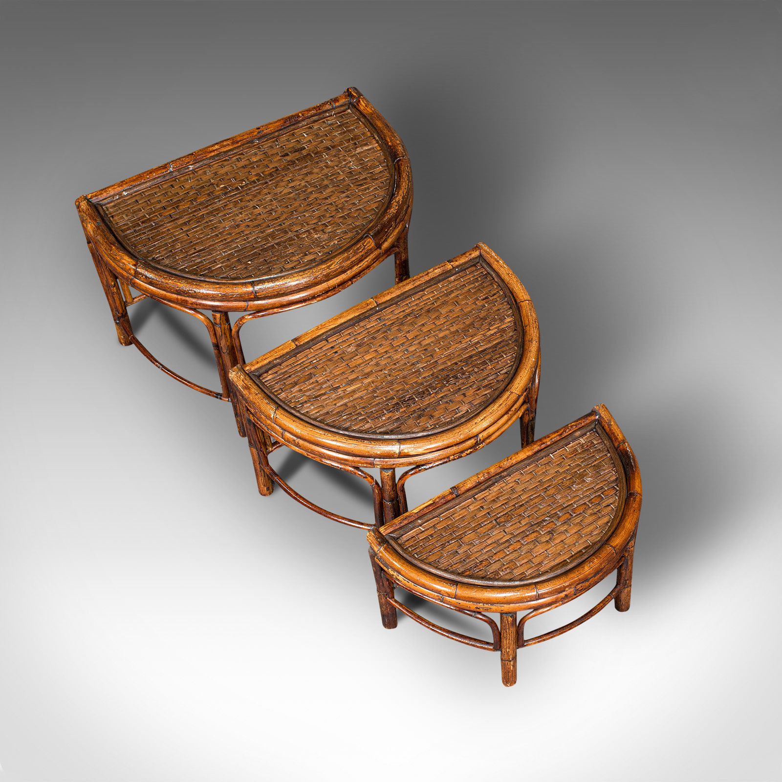 Antique Set Of Nesting Tables, Bamboo, Occasional, Side, C.1910 photo buy