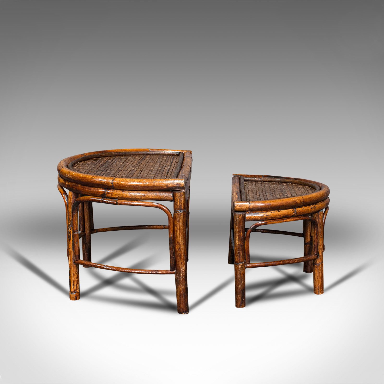 photo furniture Antique Set Of Nesting Tables, Bamboo, Occasional, Side, C.1910