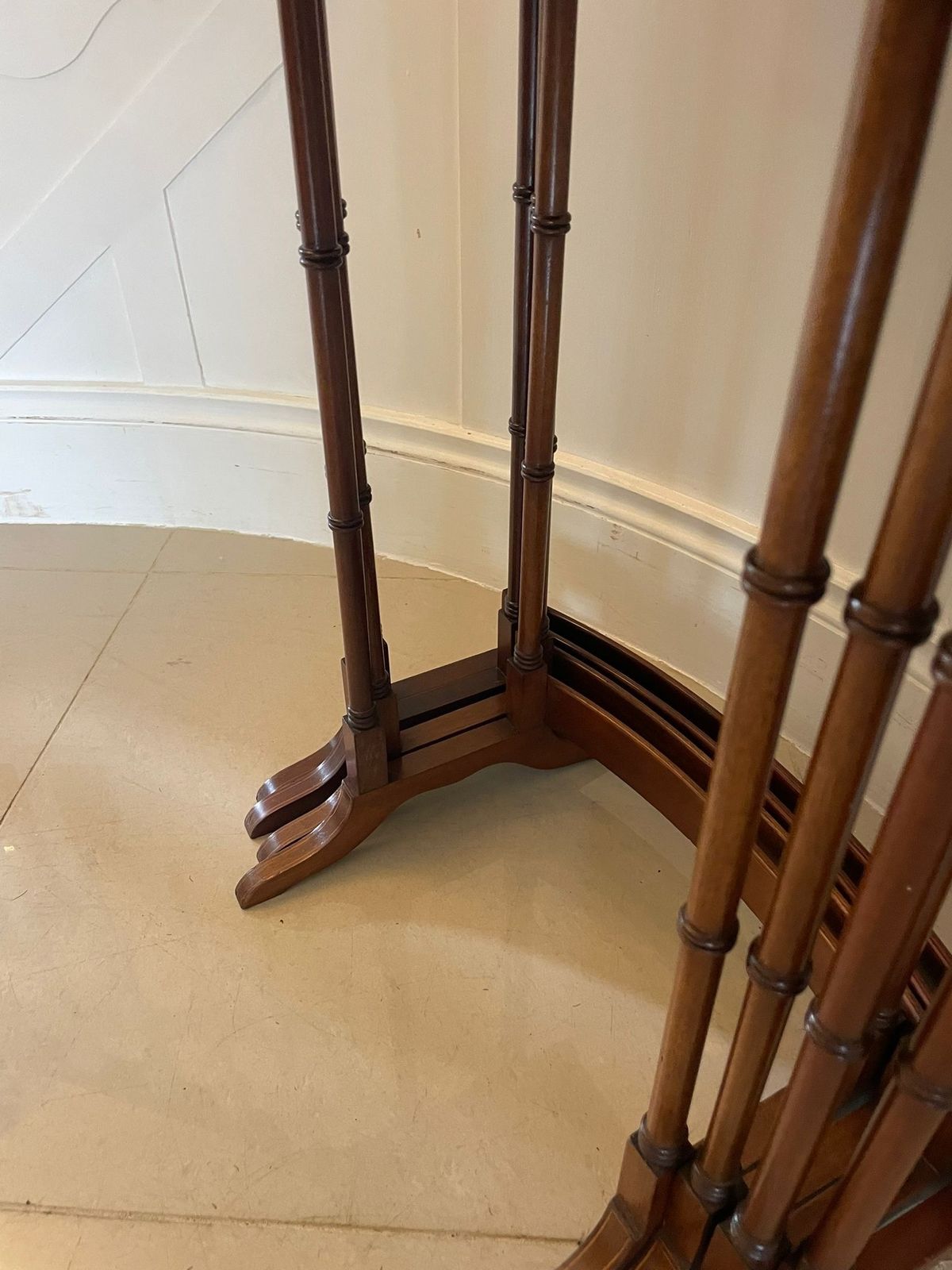 Superb Quality Antique Early 20th Century Mahogany Inlaid Quartetto Nest Of Tables photo vinterior