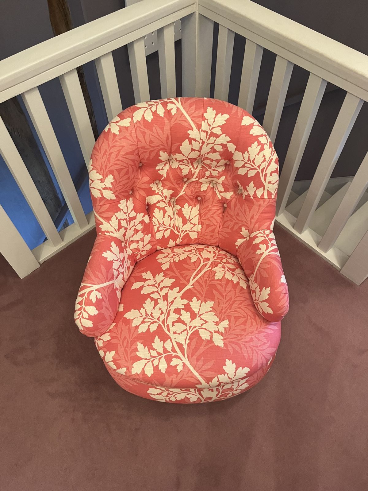 Victorian Deep Button Back Bedroom/Nursing Chair Upholstered In Hawthorn By Romo Villa Nova photo 370.0