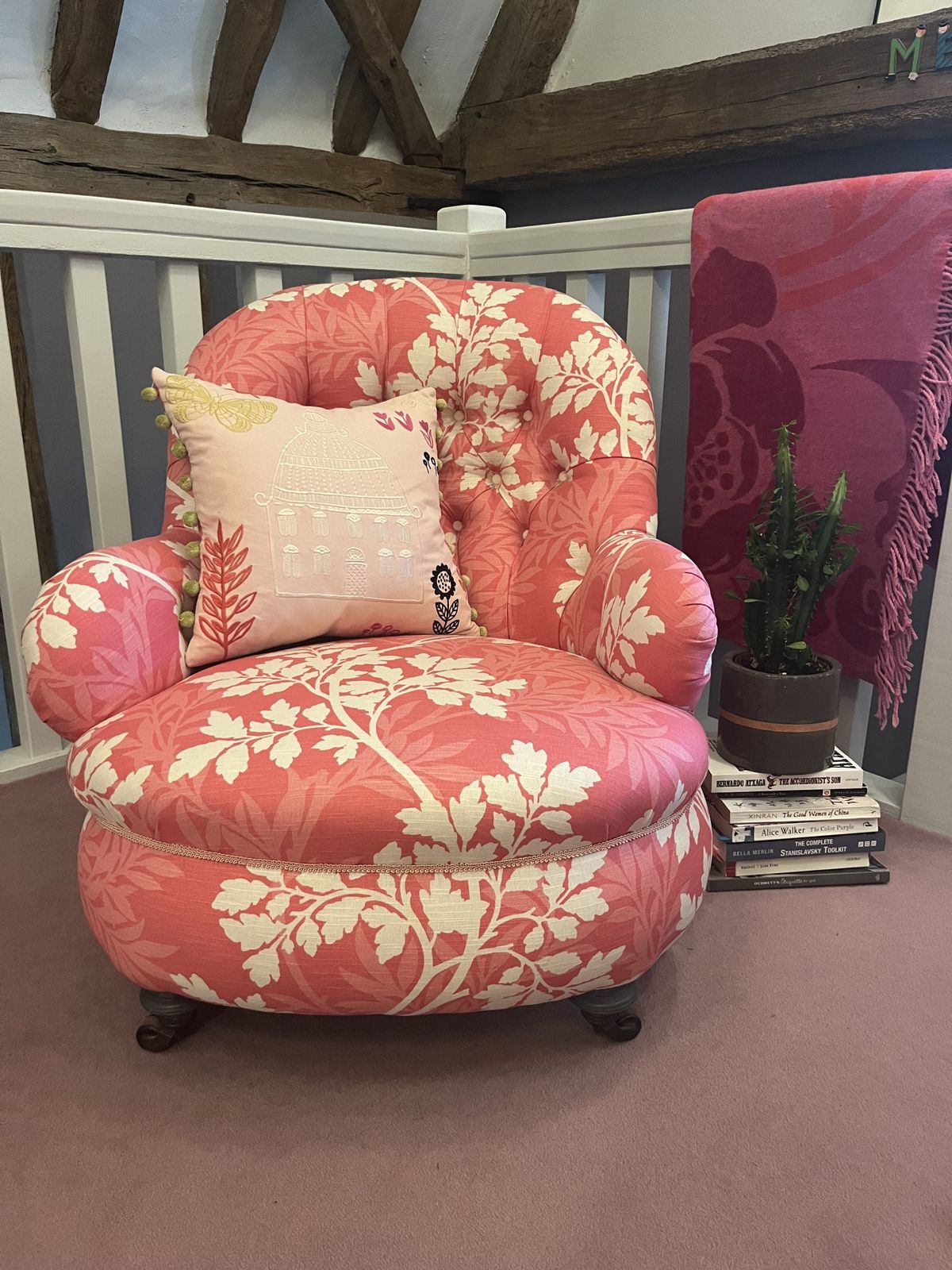 Victorian Deep Button Back Bedroom/Nursing Chair Upholstered In Hawthorn By Romo Villa Nova photo buy