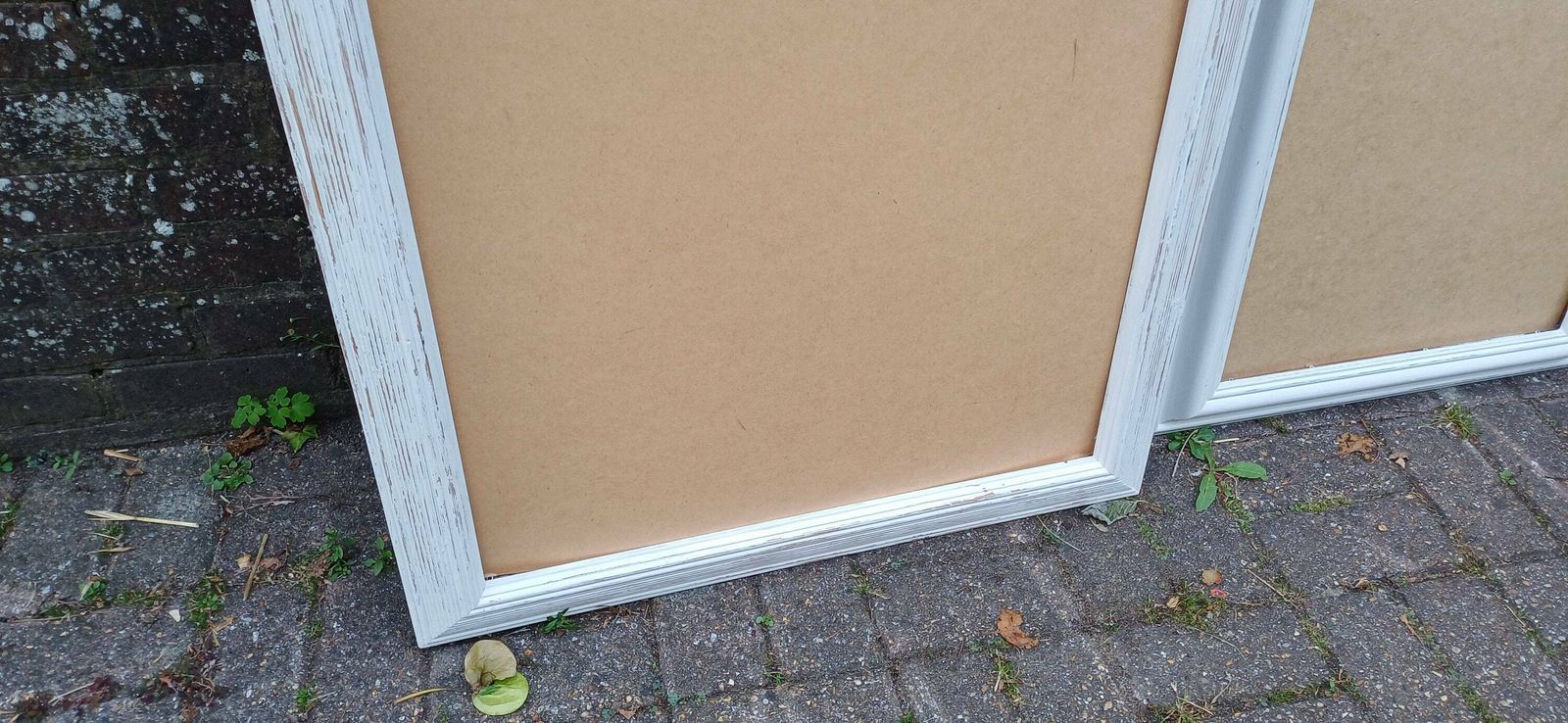 Pair Of Huge Upcycled Painted Picture Or Mirror Frames In Farrow And Ball Light Grey Ammonite photo vinterior