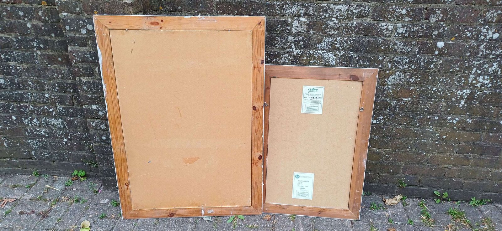 photo for sale Pair Of Huge Upcycled Painted Picture Or Mirror Frames In Farrow And Ball Light Grey Ammonite