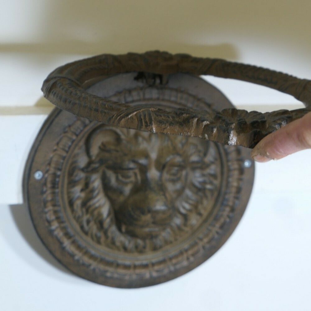 Large Gothic Lion’s Mask Iron Door Knocker photo for sale