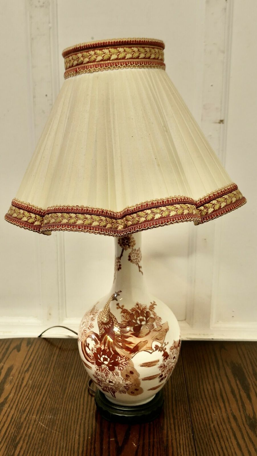 Large Famille Rose Dragon Vase Lamp, Classic Oriental Chintz photo buy